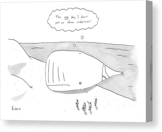 Whale Canvas Print featuring the drawing New Yorker January 28th, 2008 by Zachary Kanin