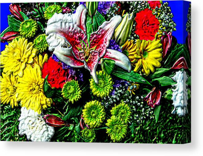 Colorful Canvas Print featuring the painting 3D Flowers with HDR by Bruce Nutting