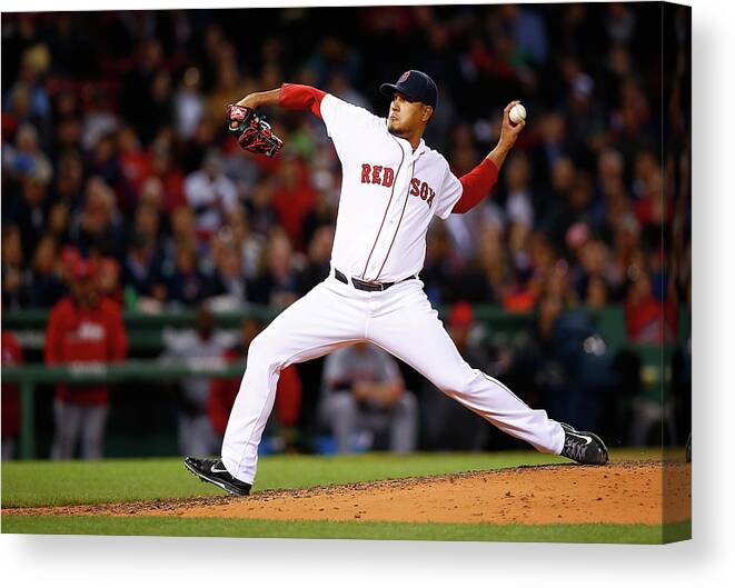 American League Baseball Canvas Print featuring the photograph Cincinnati Reds V Boston Red Sox by Jared Wickerham