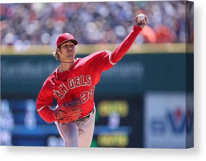 American League Baseball Canvas Print featuring the photograph Los Angeles Angels Of Anaheim V Detroit by Leon Halip