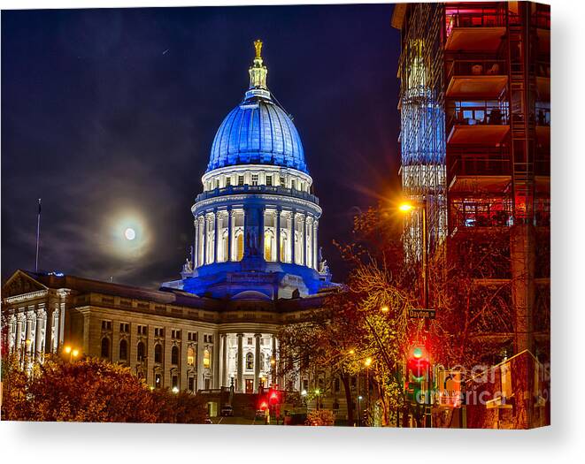 Blue Canvas Print featuring the photograph Madison Capitol by Steven Ralser