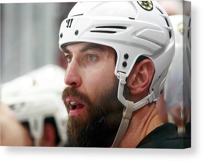 People Canvas Print featuring the photograph Boston Bruins V Vancouver Canucks #6 by Jeff Vinnick