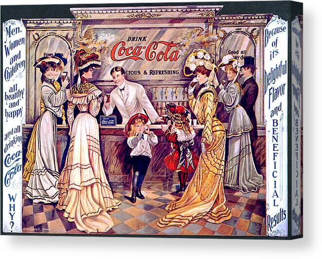 Coca Cola Canvas Print featuring the photograph Coca - Cola Vintage Poster #6 by Gianfranco Weiss