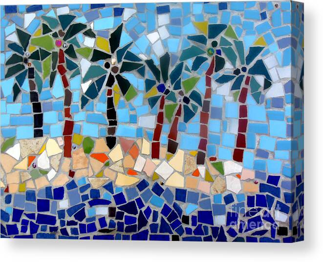  Palm Trees Mosaic Canvas Print featuring the photograph 7 Palm Trees Mosaic by Lou Ann Bagnall