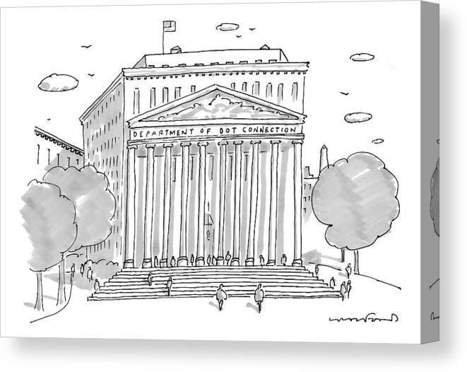 The White House Canvas Print featuring the drawing A Building In Washington Dc Is Shown by Michael Crawford