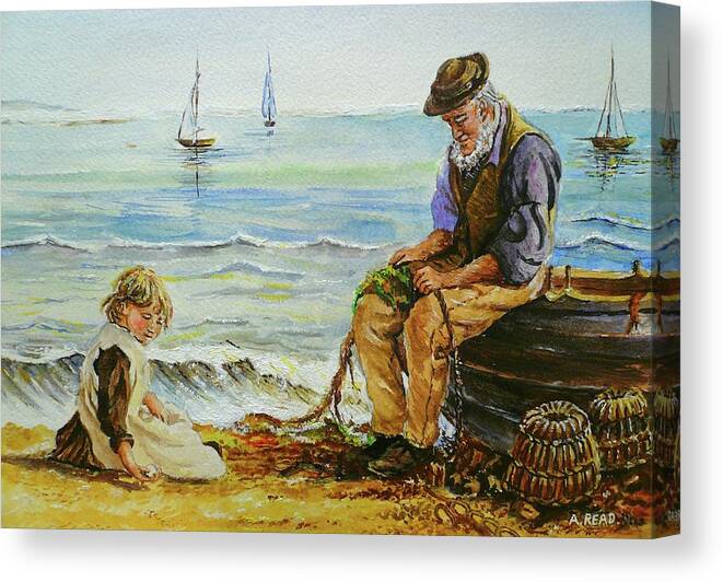 Granddad Canvas Print featuring the painting A Day With Grandad by Andrew Read