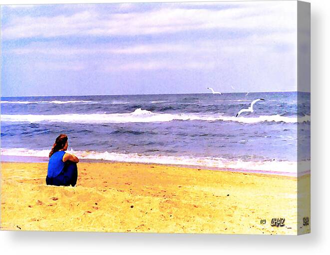 Beach Canvas Print featuring the painting A Place To Think by CHAZ Daugherty