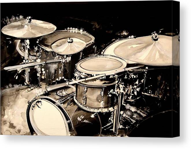 Drums Canvas Print featuring the painting Abstract Drum Set by J Vincent Scarpace
