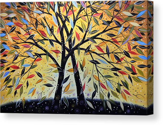 Modern Canvas Print featuring the painting Abstract Landscape Modern Tree Art Painting ... New Day Dawning by Amy Giacomelli