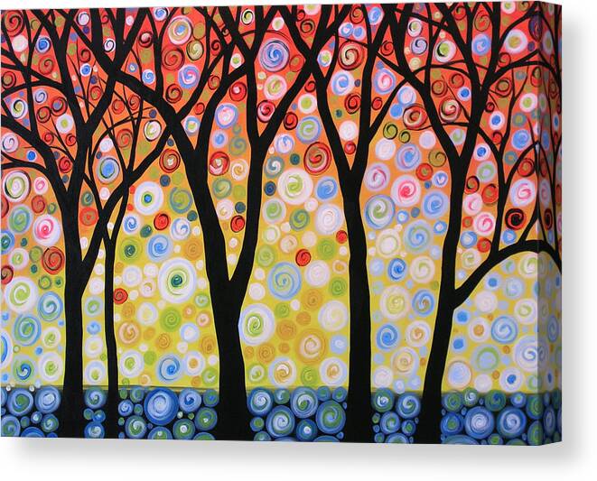 Trees Canvas Print featuring the painting Abstract Original Modern Trees Landscape Print Painting ... Joyous Sky by Amy Giacomelli