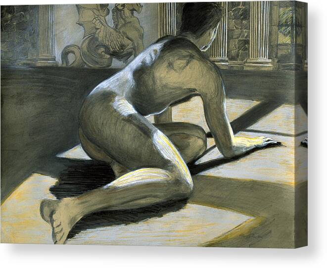 Nude Boy Canvas Print featuring the painting Admitting Our Falls by Rene Capone