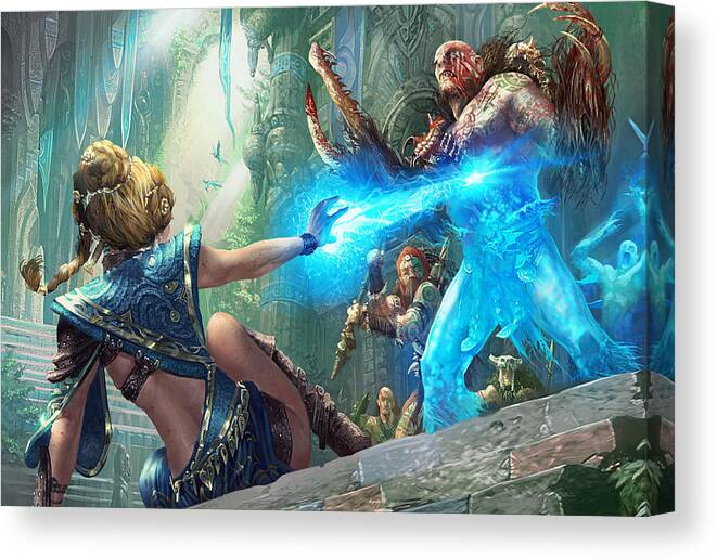 Magic The Gathering Canvas Print featuring the digital art Aetherize by Ryan Barger
