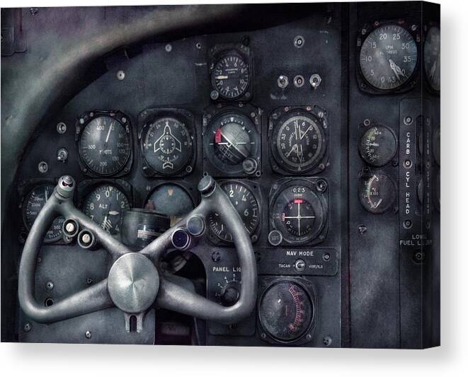 Suburbanscenes Canvas Print featuring the photograph Air - The Cockpit by Mike Savad