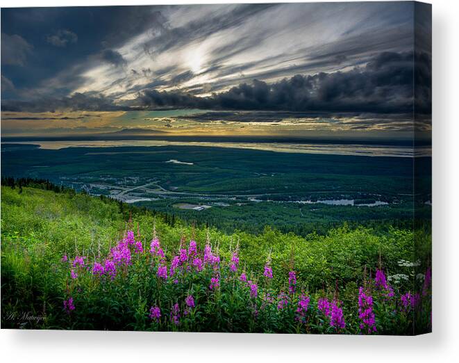 Sunset Canvas Print featuring the photograph Alaskan Midnight Sun by Andrew Matwijec