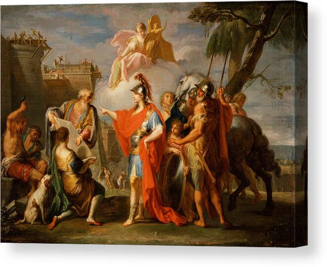 Placido Costanzi Canvas Print featuring the painting Alexander the Great Founding Alexandria by Placido Costanzi