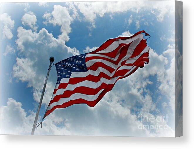American Flag Canvas Print featuring the photograph American Flag by Lila Fisher-Wenzel