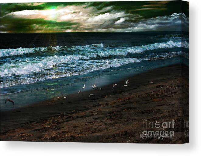 Beach Canvas Print featuring the digital art Angry Skies by Rhonda Strickland