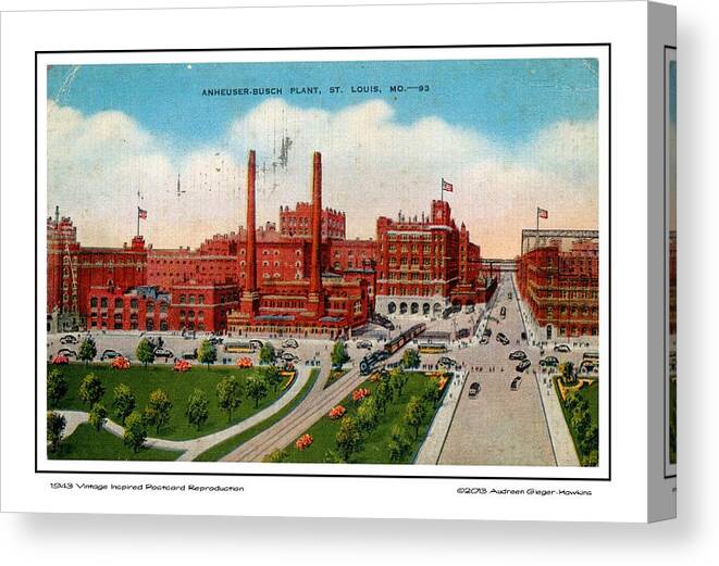 Anheuser Canvas Print featuring the digital art Anheuser Busch Plant 1943 by Audreen Gieger