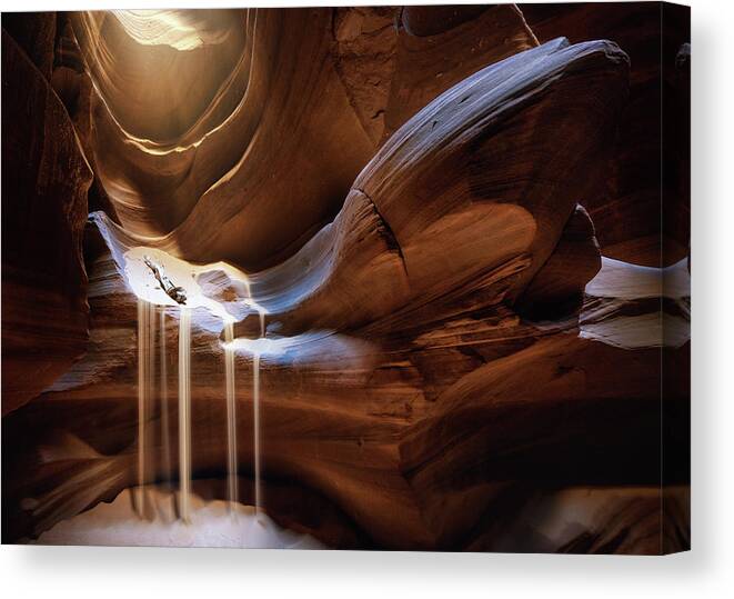 Arizona Canvas Print featuring the photograph Antelope Waterfall by Juan Pablo De