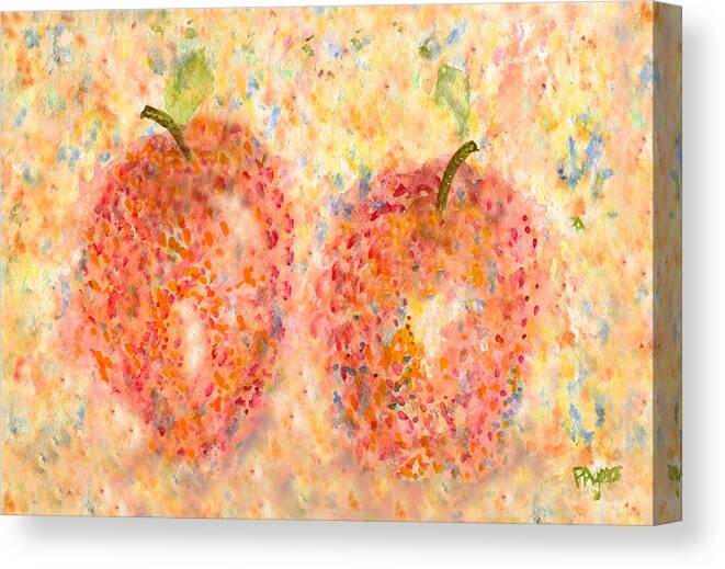 Watercolor Canvas Print featuring the painting Apple Twins by Paula Ayers