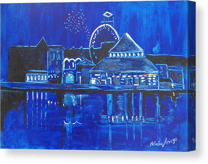 Asbury Art Canvas Print featuring the painting Asbury Park's Night Memories by Patricia Arroyo
