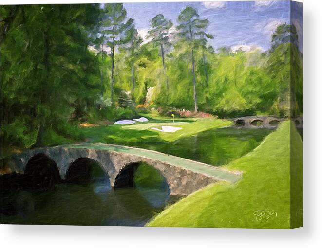 Augusta Canvas Print featuring the painting Augusta National Hole 12 - Golden Bell 2 by Scott Melby
