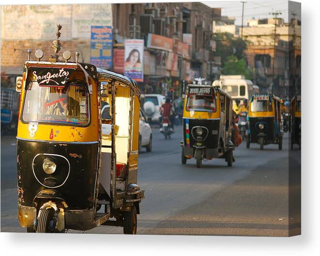 Asia Canvas Print featuring the photograph Autos in Jodhpur by Louise Morgan