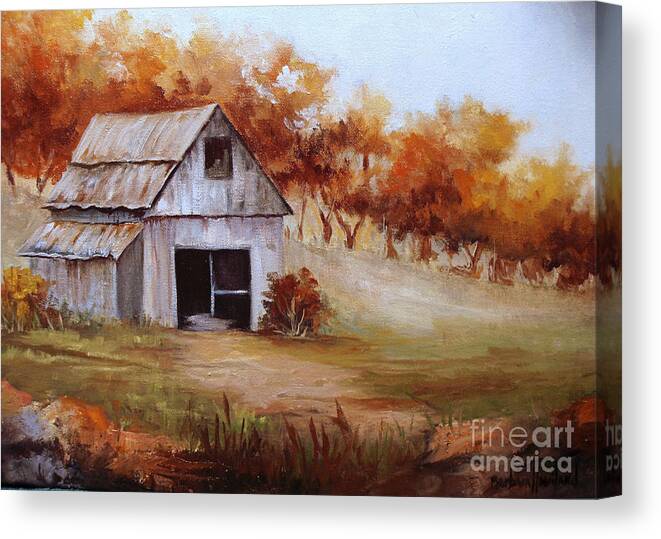 Barn Canvas Print featuring the painting Autumn in the Country by Barbara Haviland