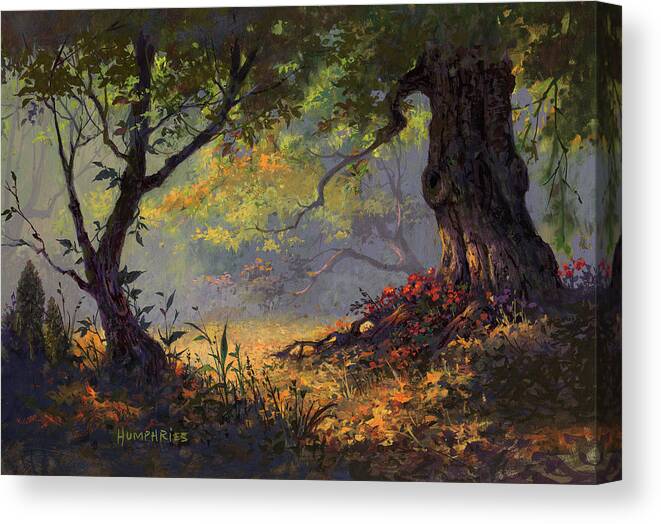Landscape Canvas Print featuring the painting Autumn Shade by Michael Humphries