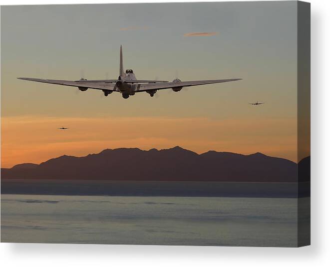 Aircraft Canvas Print featuring the digital art B17 Landfall by Pat Speirs