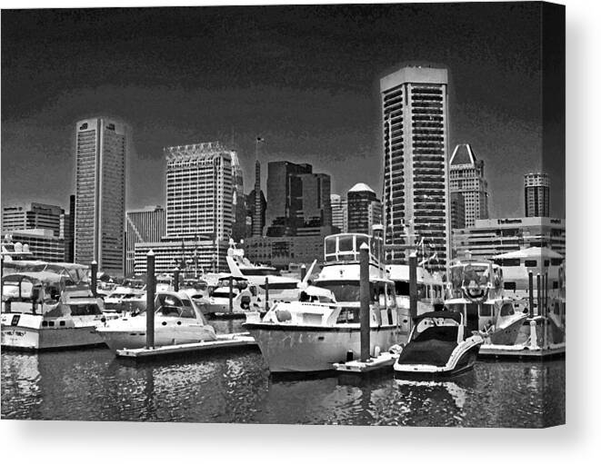 Baltimore Canvas Print featuring the photograph Baltimore skyline Drybrush by Andy Lawless