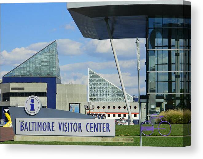 Baltimore Visitor Center Inner Harbor Canvas Print featuring the photograph Baltimore Visitor Center - Inner Harbor by Emmy Vickers