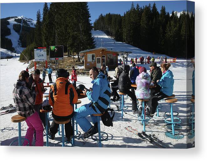 Bulgaria Canvas Print featuring the photograph Bansko Ski Resort Draws Foreign Tourists by Sean Gallup
