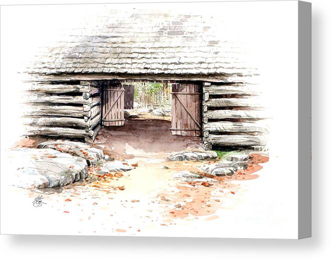 Smoky Mountain National Park Canvas Print featuring the painting Barn Stalls by Bob George