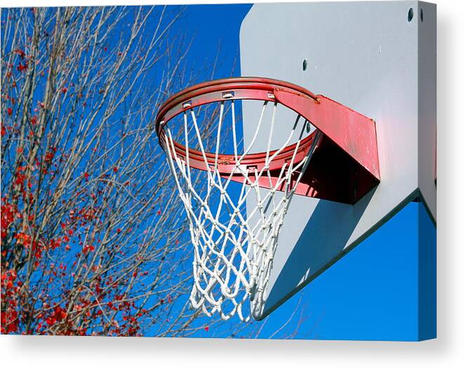 Net Canvas Print featuring the photograph Basketball Net by Valentino Visentini