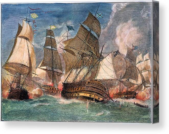 1781 Canvas Print featuring the photograph Battle Of Virginia Capes by Granger