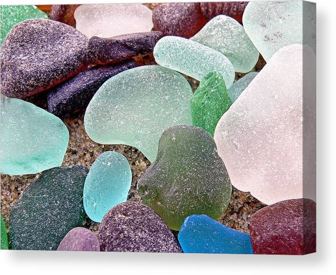 Sea Glass Canvas Print featuring the photograph Beach Gems by Janice Drew