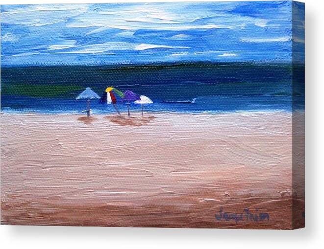 Beach Canvas Print featuring the painting Beach Umbrellas by Jamie Frier