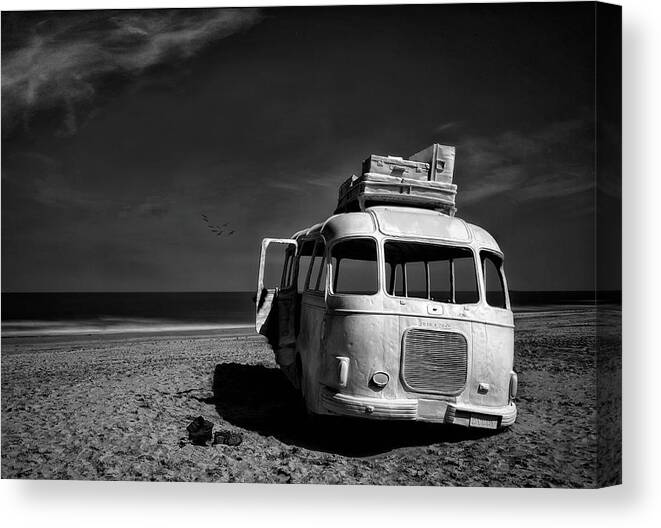 Landscape Canvas Print featuring the photograph Beached Bus by Yvette Depaepe
