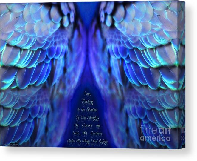 Wings Art Canvas Print featuring the painting Beneath His Wings by Constance Woods