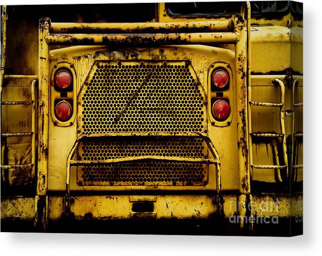 Bulldozer Canvas Print featuring the photograph Big Dump Truck Grille by Amy Cicconi