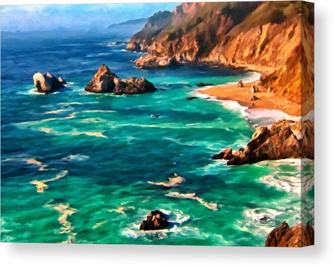 California Coast Canvas Print featuring the painting Big Sur Coast by Michael Pickett