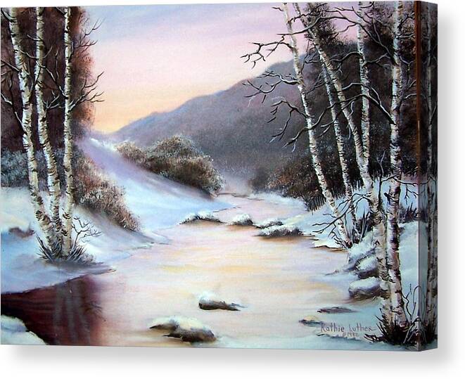 Birches Canvas Print featuring the painting Birches Greet the Dawn by Kathleen Luther