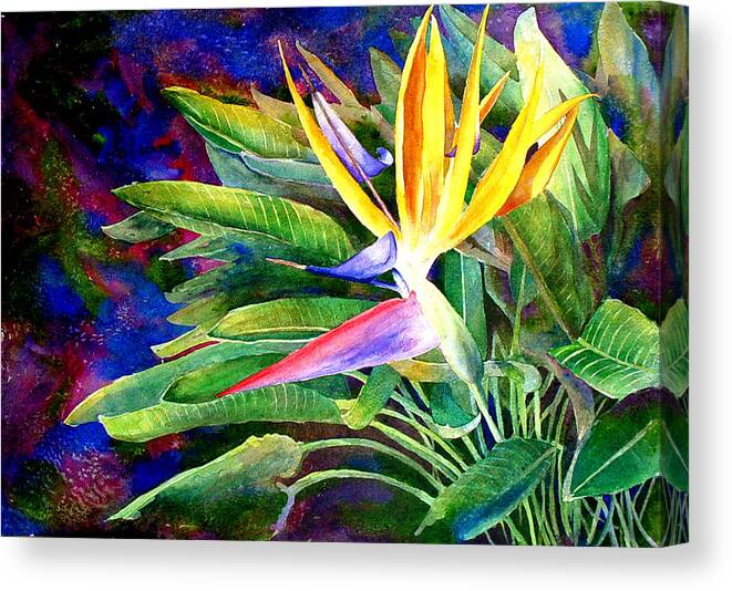 Floral Canvas Print featuring the painting Bird of Paradise by Mary Giacomini