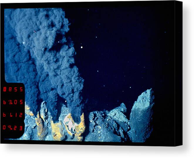 Hydrothermal Vent Canvas Print featuring the photograph Black Smoker Hydrothermal Vents by Dr Ken Macdonald/science Photo Library
