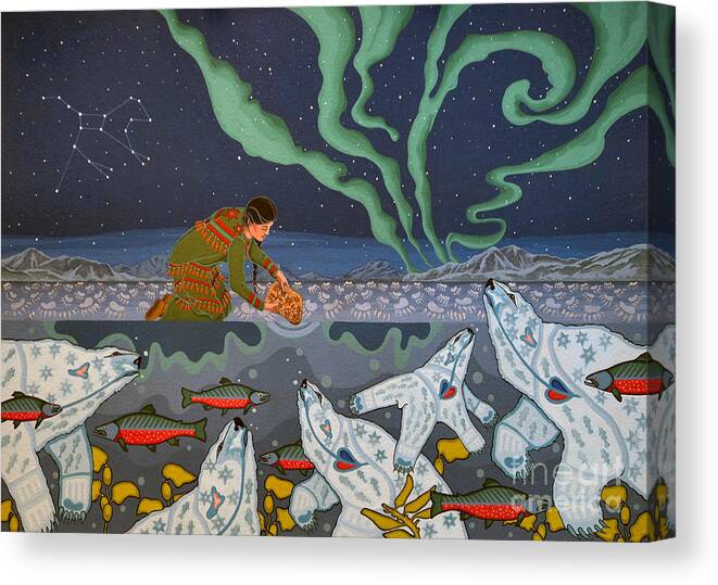 America Canvas Print featuring the painting Blessing of the Polar Bears by Chholing Taha