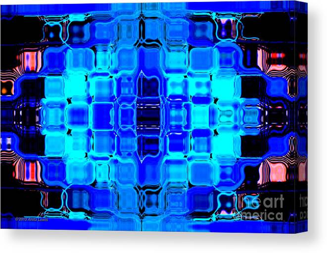 Blue Bubble Glass Canvas Print featuring the digital art Blue Bubble Glass by Anita Lewis