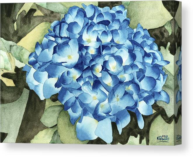 Blue Canvas Print featuring the painting Blue Hydrangeas by Ken Powers