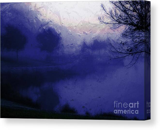 Blue Misty Reflection Canvas Print featuring the photograph Blue Misty Reflection by Julie Lueders 