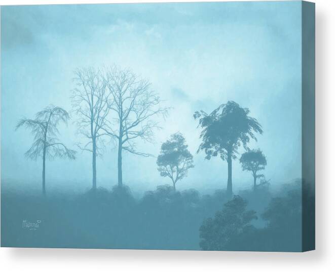 Romantic Canvas Print featuring the painting Blue Morning by Anthony Mwangi